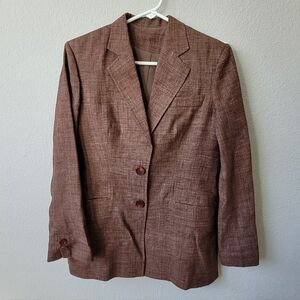 2 Piece Classic Brown Textured Blazer & Vest Size 8 Business Professional
